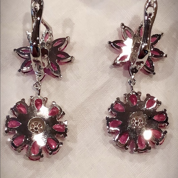 Pink Tourmaline & CZ Dangle Earrings - Picture 4 of 8